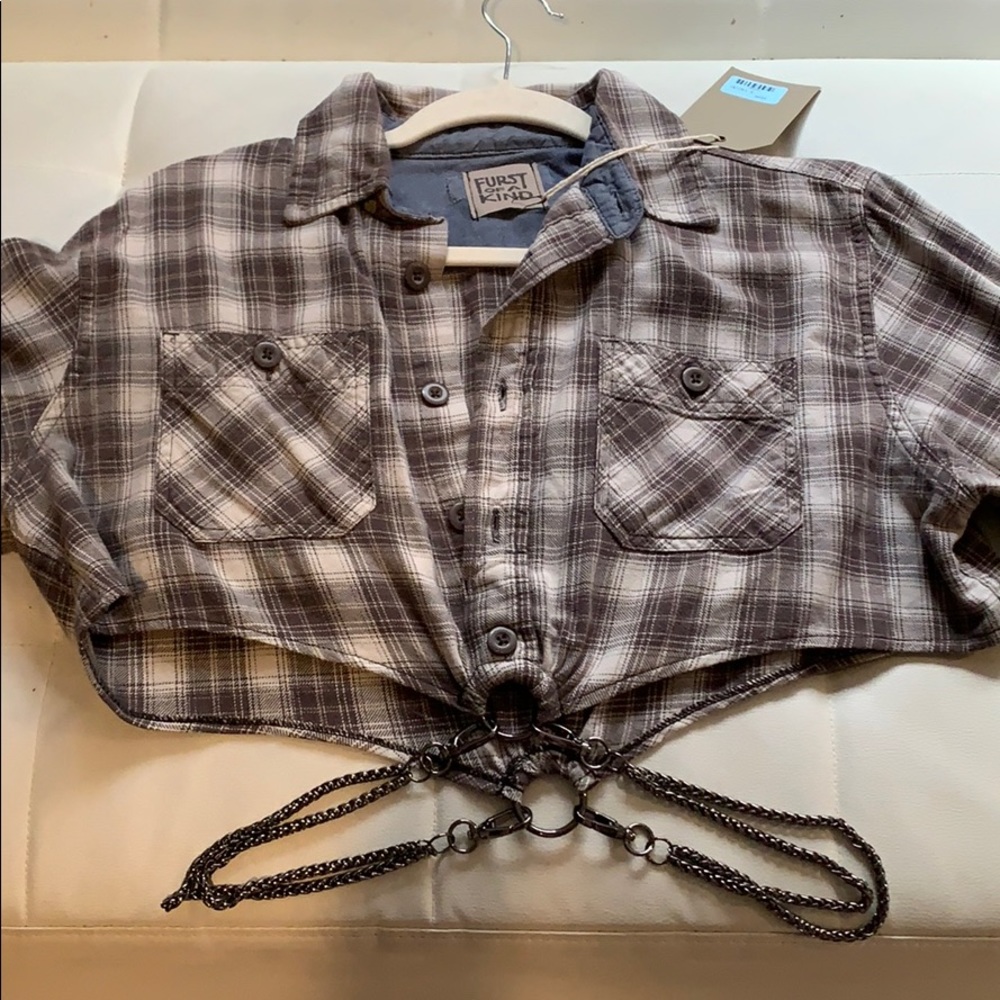 Lf vintage brown flannel with chains